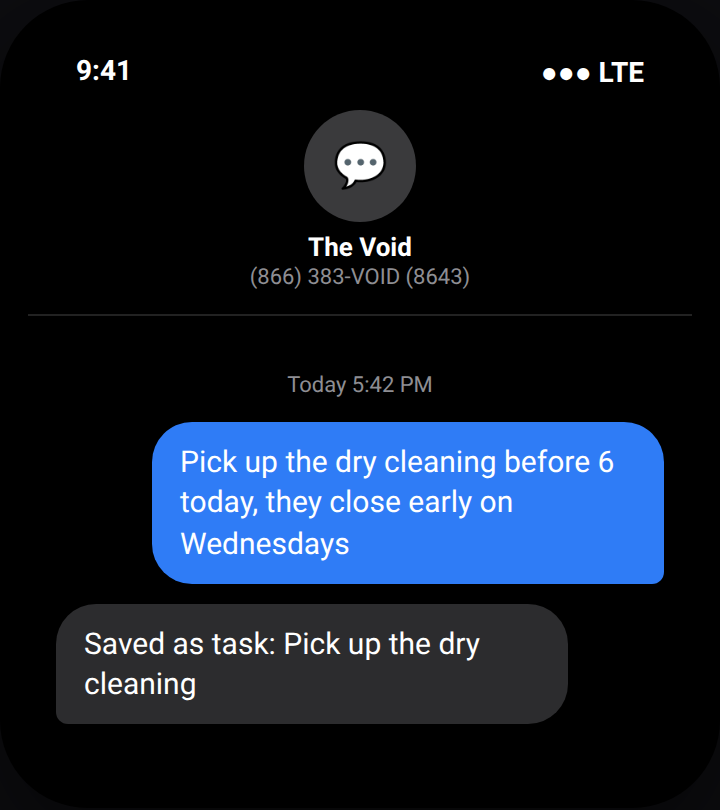 A text message thread capturing a memo
